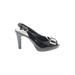 AK Anne Klein Heels: Pumps Stilleto Cocktail Party Black Print Shoes - Women's Size 8 - Peep Toe