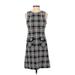 Tommy Hilfiger Casual Dress - A-Line Crew Neck Sleeveless: Gray Plaid Dresses - Women's Size 4 Petite