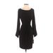Casual Dress - Sheath Scoop Neck Long sleeves: Black Solid Dresses - New - Women's Size X-Small