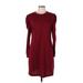 Tash + Sophie Casual Dress - Sweater Dress: Burgundy Solid Dresses - Women's Size Large