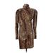 Ronny Kobo Cocktail Dress Turtleneck Long sleeves: Brown Leopard Print Dresses - Women's Size Medium