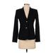 J.Crew Wool Blazer Jacket: Below Hip Black Print Jackets & Outerwear - Women's Size 00
