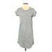 James Perse Casual Dress - Shift Scoop Neck Short sleeves: Gray Solid Dresses - Women's Size Small