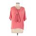 Zara Short Sleeve Blouse: Pink Tops - Women's Size Large