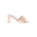Steve Madden Heels: Slip-on Chunky Heel Minimalist Tan Print Shoes - Women's Size 7 1/2 - Open Toe