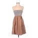 Alythea Casual Dress - A-Line Strapless Sleeveless: Brown Print Dresses - Women's Size Small