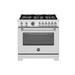 Bertazzoni Master Series Dual-Fuel Range 36" - 6 Brass Burners + Cast - Iron Griddle - Self-clean Oven in White | 35 H x 36 W x 25.125 D in | Wayfair