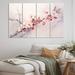 Design Art Minimalist Pink Cherry Blossoms II - Floral Wall Art Living Room - 4 Panels Canvas in Gray/Pink/Red | 28 H x 48 W x 1 D in | Wayfair