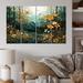 Design Art Forest Enchanted Canopy Patchwork II - Landscapes Canvas Wall Art - 4 Panels Canvas in Blue/Green/Orange | 28 H x 48 W x 1 D in | Wayfair