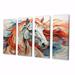 Design Art Colorful Horse Spirit Of Equus - Animals Wall Decor - 4 Panels in Blue/Orange | Wayfair PT72924-271