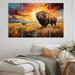 Union Rustic Native American Art Bison Prairies II On Canvas 4 Pieces Print Canvas in Brown/Orange | 28 H x 48 W x 1 D in | Wayfair