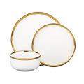 Godinger Silver Art Co Hillcrest 12 Piece Gold Rim Dinnerware Set, Service For 4 Porcelain/Ceramic in White | Wayfair 87466