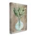 Stupell Industries Green Plant Leaves Glass Vase Rustic Border by Cindy Jacobs - Floater Frame Painting on Canvas Metal | Wayfair an-441_cn_30x40