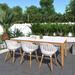 Corrigan Studio® Amazonia Genc 100% FSC Certified Wood Outdoor Patio Dining Set Plastic/Acrylic/Wood in Brown/White | 30 H x 40 W x 67 D in | Wayfair