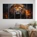 Bungalow Rose Lion Portrait Photography w/ II On Canvas 5 Pieces Print Canvas in Brown/Orange | 28 H x 60 W x 1 D in | Wayfair