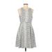 Lucy Paris Casual Dress - A-Line Crew Neck Sleeveless: Silver Dresses - Women's Size Medium