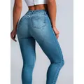 Jean skinny taille haute pour femme jean rond pour femme pantalon crayon en denim coupe