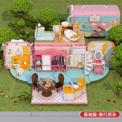 Bus Puppenhaus so tun als ob Spielzeug Koala Familie Miniatur Möbel Zubehör RV Schulbus Krankenhaus