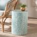 Draven Modern Bohemian White and Blue Mother of Pearl End Table