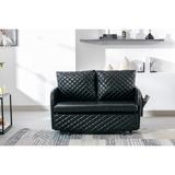 Convertible Sleeper Sofa Bed with Pull Out Bed, Pillows, Pockets Velvet Loveseat Recliner Bed Futon Sofa for Living Room, Black