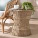 Idoya Modern Bohemian Natural Brown Seagrass End Table