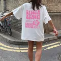 Siesta Beach Letter Print t-shirt oversize per le vacanze estate Trendy moda t-shirt Casual donna