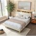 Queen Size Bed Frame w/ Outlet & USB Ports Shelf Upholstered Headboard Platform Bed w/ Wood Legs & Wood Slat Support,Beige