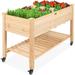 Mobile Raised Garden Bed Elevated Planter w/ Wheels, Shelf