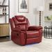 Faux Leather LED-Lit Home Theater Seating Recliner Chair with Adjustable Manual Recline and High-Density Foam Comfort