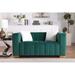 Modern Velvet Upholstered Loveseat Sofa Tufted Back Couch with 2 Throw Pillow and Square Arm for Living Room