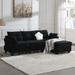 Teddy Velvet Sectional Sofa Set 4 Seat L-shape Sectional Couch Set with Charging Ports and Ottoman for Living Room