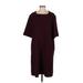 MM. LaFleur Casual Dress - Shift: Burgundy Solid Dresses - Women's Size 3