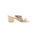 Kenneth Cole New York Sandals: Slip-on Chunky Heel Casual Gold Print Shoes - Women's Size 10 - Open Toe