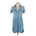 7 For All Mankind Casual Dress - Shirtdress: Blue Dresses - Women's Size X-Small