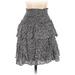 Anthropologie Casual A-Line Skirt Knee Length: Black Floral Bottoms - Women's Size Small