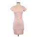 Lulus Casual Dress - Mini Scoop Neck Short sleeves: Pink Print Dresses - Women's Size Small