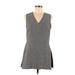 Emanuel Emanuel Ungaro Casual Dress - Mini V Neck Sleeveless: Gray Marled Dresses - Women's Size 6