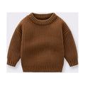 Baby Deals!Toddler Girl Clothes Clearance Baby Knit Sweater Boy Girl Sweater Infant Toddler Knitted Pullover Top Warm Solid Long Sleeve Clothes Thick Sweaters for Toddler Boys 6 Months-5 Years