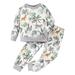 ASFGIMUJ Toddler Boys Two Pieces Outfits Long Sleeve Animal Dinosaur Prints Tops And Pants Child Kids 2Pcs Clothing Set Outfits Kids Fall Winter Clothes Grey 5 Years-6 Years