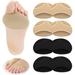 Fabric Metatarsal Pads-Metatarsal Sleeve with Gel Pads-4 Pairs Ball of Foot Cushions Pads Pain Relief Forefoot Pads Foot Health Care Prevent Foot Wear (M-2 Pairs Black + 2 Pairs Beige)