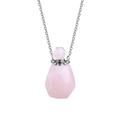 Beauty Clearance Under $15 Natural Stone Crystal Perfume Bottle Necklace Crystal Perfume Bottle Stainless Steel Chain Crystal Necklace 0.5Ml Pink