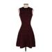 Rewind Casual Dress - A-Line Crew Neck Sleeveless: Burgundy Dresses - Women's Size Small