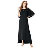 Plus Size Women's Keyhole Hi-Low Midi Dress by Roaman's in Black (Size 12)