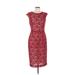 French Connection Casual Dress - Sheath Crew Neck Sleeveless: Red Print Dresses - Women's Size 10