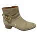 Coach Shoes | Coach Smokey Taupe Suede Square Wooden Heels Booties Side Zipper Size 7b | Color: Tan | Size: 7