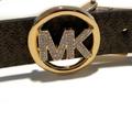 Michael Kors Accessories | Michael Kors Luggage Mk Logo Brown Gold Diamond Belt Gift Box Set Nwt | Color: Brown/Gold | Size: Os