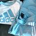 Adidas Pants & Jumpsuits | Adidas Capri Pants And T-Shirt. Baby Blue & White. Capri’s Xs And T Small. | Color: Blue/White | Size: S