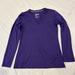 Nike Tops | Nike Dri Fit Women's Tees Blue V-Neck Long Sleeve Shirt Size Small | Color: Purple | Size: S