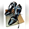 Gucci Shoes | Gucci Black Satin Ankle Tie Strap And Velvet Platform Heel. Size 7 | Color: Black | Size: 7