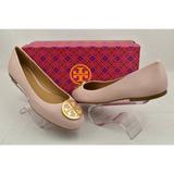 Tory Burch Shoes | Nib Tory Burch Benton Sea Pink Leather Gold Tone Reva Logo Ballet Flats 10 | Color: Gold/Pink | Size: 10